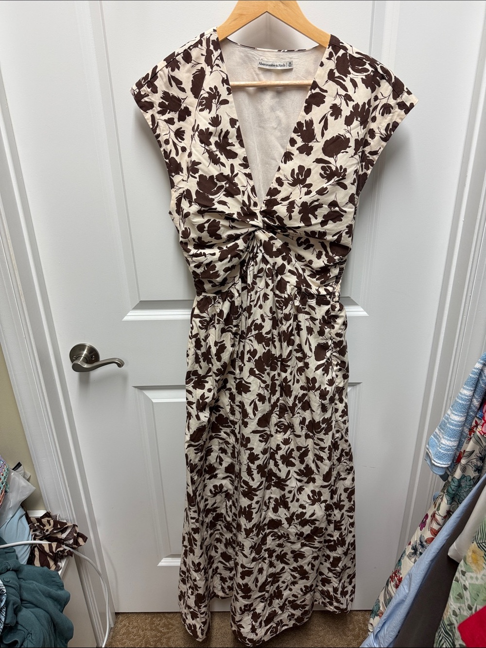 Abercrombie & Fitch Cream and Brown Floral Maxi Dress